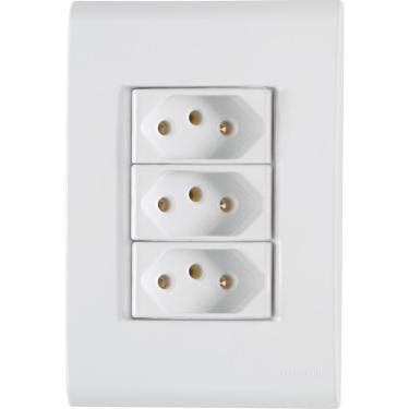 Imagem de Conj 4x2 3 Tomadas 2p+t 20 A 250 V Tramontina Liz Branco