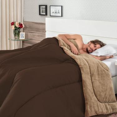 Imagem de Coberdrom Dupla Face Liso Tabaco para Solteiro 01 Peça - Bordados Ricardo