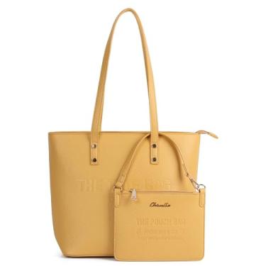 Imagem de Chinllo Bolsa feminina com alça superior média, Granulação amarela, Medium