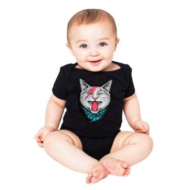 Imagem de Body infantil rock David Bowie Cat - Lado B Rock Camisetas, GG, Preto