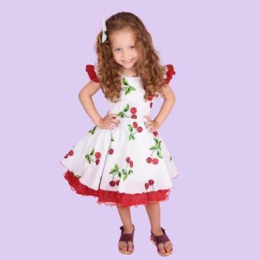 Imagem de Vestido Infantil Estampado Temático Cereja Festa Princesa - Lele Encan