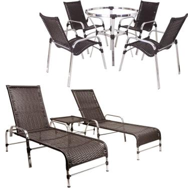 Imagem de Kit 04 Cadeiras Emilly E Mesa + 02 Espreguiçadeiras E Mesa Trama 