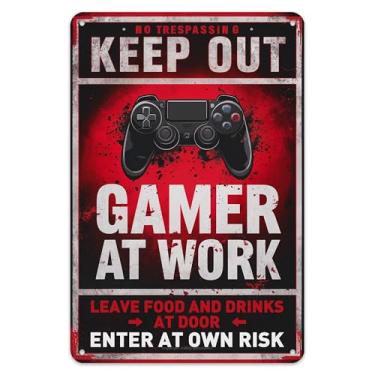 Imagem de BEKUGART Placa De Metal "Entrada Proibida" Para Jogadores, "Proíba Jogadores Trabalhar", Decoração Jogos, Presente Fãs Mw3, Adolescentes Ou Namorados, Sala Caverna Masculina - 8X12