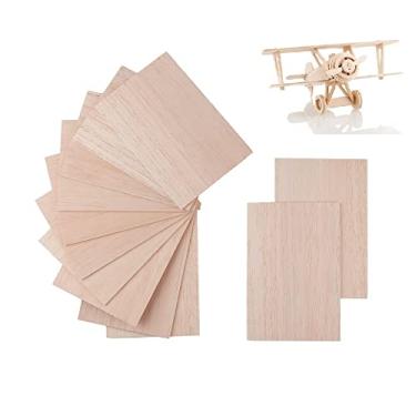 Imagem de iUoczi Pacote Com 12 Folhas De Madeira Balsa 1/8" (10 X 15 Cm), Compensado Natural Sem Acabamento Para Cricut Maker, Modelos Casa, Avião, Navio, Barco, Placa Faça Você Mesmo (150 100 3 Mm)