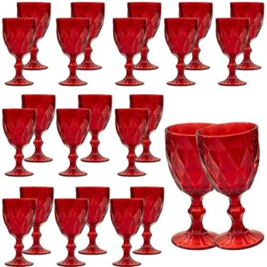 Imagem de 24 peças de taças de vinho vintage, taças de água de vidro colorido de 293 ml, padrão exclusivo em relevo, vidro de haste alta transparente, para festa de casamento, bar de vidro, copos de vinho