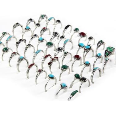 Imagem de YITANA Conjunto de anéis femininos de liga boêmia vintage 50 peças por atacado - Anéis empilháveis de estilos variados - Joias a granel para revenda de boutique, Metal, Sem pedra preciosa