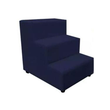 Imagem de Escadinha Rampa Subir Sofá Cama Cães Cachorro Gato Suede Azul Marinho