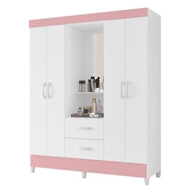 Imagem de Guarda Roupa Capelinha Mobi 4 Portas Branco-rosa - Móveis Albatroz Branco-rosa