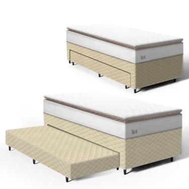 Imagem de Cama Box com Colchão de Molas Ensacadas Pillow Top Neve + Auxiliar de Espuma Unique Solteiro 88cm
