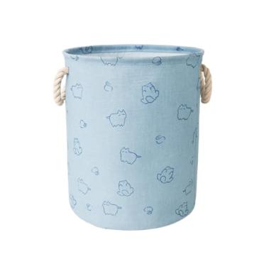 Imagem de Cesto Organizador Roupa Suja Dobrável Multiuso 25L Gatos - Azul