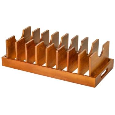 Imagem de Ganydet Organizador de panelas e frigideiras de bambu sob o armário, organizador expansível de tampa de panela e organizador de tábua de corte, organizador de panela marrom com 9 divisórias ajustáveis