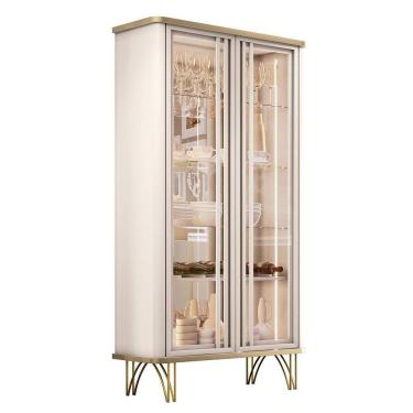 Imagem de Cristaleira évora Off White-champanhe 2 Portas De Vidro Hb Móveis Off White-champanhe