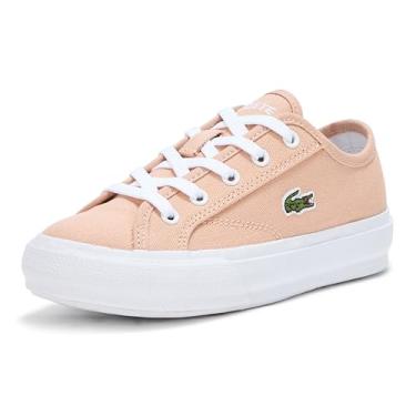 Imagem de Lacoste Tênis infantil unissex Backcourt, Neutro clássico rosa-claro/branco, 15
