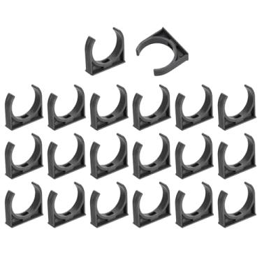 Imagem de uxcell 20 peças de grampos de tubo de água de PVC, fivelas de mangueira de tubulação em forma de U, suporte de tubo de irrigação para 50 mm OD para bandejas de TV, tubo de suporte de mangueira, cinza