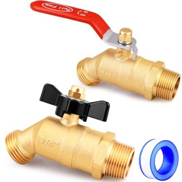 Imagem de UNWAVER Mangueira de jardim, torneiras de fluxo total, latão pesado, conexão de entrada NPT macho de 3/10.2 cm com saída de mangueira de água GHT macho de 3/10.2 cm (cabo longo de entrada de 3/4 e