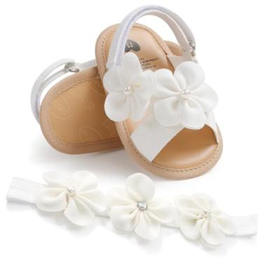 Imagem de Ohwawadi Sapatos para bebês meninas Baby Mary Jane Sapatilhas princesa vestido de casamento sapatos de berço para recém-nascidos, bebês e crianças pequenas, B01/Branco, 6-12 Meses