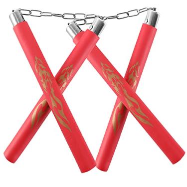 Imagem de TOPOINT Nunchucks/Nunchakus de espuma com corrente de aço para crianças e iniciantes (vermelho, 2)