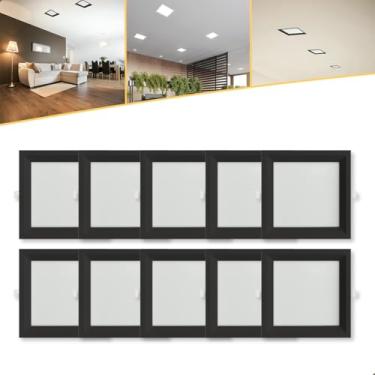 Imagem de 10 Plafon Painel Embutir De Led Quadrado 18w 4000K Recuado Bivolt Preto