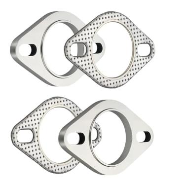 Imagem de EVIL ENERGY Kit de conexão de flange de escape de 2 parafusos, flange de escape de aço inoxidável e kit de junta de escape com parafusos e porcas, kit de reparo de flange dividido (5 cm)