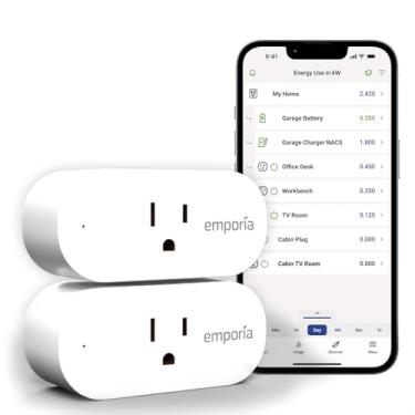 Imagem de EMPORIA ficha inteligente com monitorização de energia | 15a máx. / 10a contínuo | tomada inteligente wi-fi | aplicativo móvel | alexa | google | certificado etl (pacote de 2), emso1-2