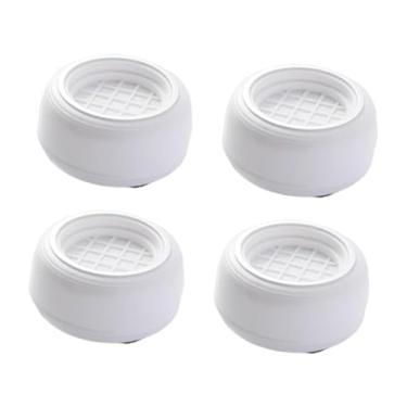 Imagem de Fenteer 4 peças de almofadas antivibração para pés de suporte de máquina de lavar roupa multiuso protege o piso da lavanderia protetor de piso, Branco