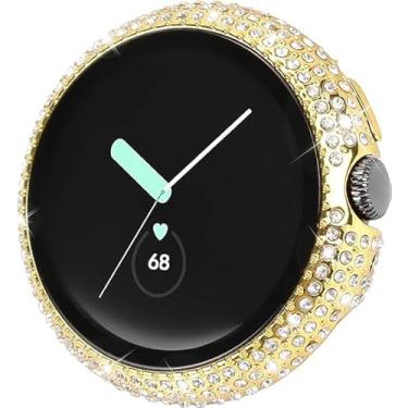 Imagem de KONAFEI Capa Compatível Com Google Pixel Watch 3 41 Mm/Pixel 2/1 Protetor De Tela, Protetora Brilhante, Vidro Temperado, Diamante, Strass, Moldura Fina E Rígida Banhada A Pc