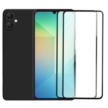 Imagem de Capa Premium Anti Impacto para Galaxy A06 com Proteção de Câmera, Preta + 2 Películas de Vidro 3D
