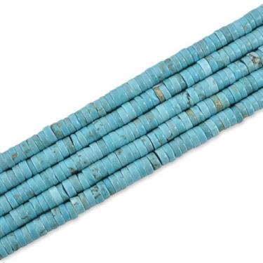 Imagem de 170 peças 5 x 2 mm natural azul turquesa Heishi Disc Rondelle espaçador pedra semipreciosa contas soltas para fabricação de joias 38 cm
