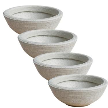 Imagem de vaso para plantas e flores mini cuia bacia 22cm cactos suculentas decoração (Cinza, 4 unidades)