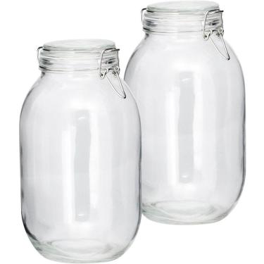 Imagem de Kit 4 Potes De Vidro Hermético 3,1l Tampa Vedação Conserva