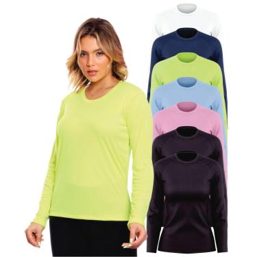 Imagem de Kit 7 Camisa Feminina Camiseta Térmica Proteção Solar Uv .-Feminino