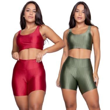 Imagem de KIT 2 Top e Short New Zig 3D Serra e Mar Conjunto Para Academia Treino Moda Fitness Feminina-Feminino