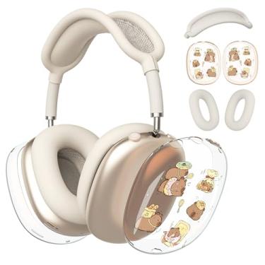 Imagem de BlHMCASE Capa de fone de ouvido para AirPods Max, capas de fone de ouvido transparentes capivara, capa de silicone bege para fones de ouvido para Apple AirPods Max