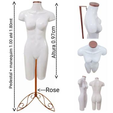 Imagem de Manequim feminino (Meio corpo definido n.38) branco com tampa rose + p