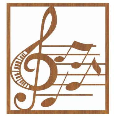 Imagem de Quadro Decorativo Mdf Carvalho Nota Musical 40X20Cm