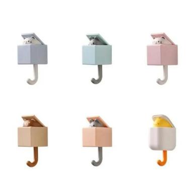 Imagem de Ganchos De Parede Em Formato De Gato De Desenho Animado, Porta-chaves,