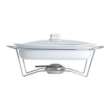 Imagem de Rechaud Retangular Bon Gourmet de Porcelana - 39cm - Branco - 30382