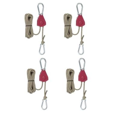 Imagem de PATIKIL 4 peças cabides de corda ajustáveis, 1/20.3 cm x 2.4 m Ratchet Grow Light Hangers Refletor Reforçado Interno Engrenagem Ratchets para pendurar caiaque, vermelho