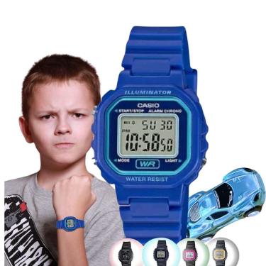 Imagem de Kit Relógio de Pulso Casio Infantil Masculino Resistente Água Calndário Alarme Digital LA-20WHS + Carrinho Miniatura