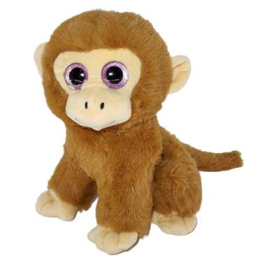 Imagem de Macaco de Pelúcia Cacau 20cm Olhos Grandes Marrom Claro  Fizzy Toys