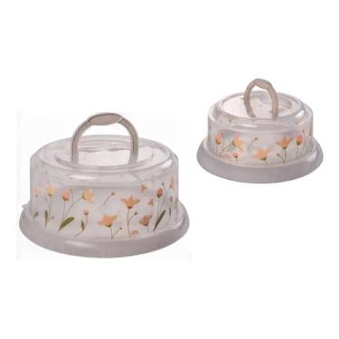 Imagem de Kit Boleira suporte Bolo Queijo Queijeira Deco Flor Plasutil - Plasúti