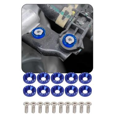 Imagem de Parafuso Arruela Anodizadas 10 Unidade M6 Tuning Carro Azul