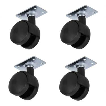 Imagem de Kit Com 4 Rodízios Giratório C/ Chapa Móveis Puff Mesa Rd38 Super Resistentes