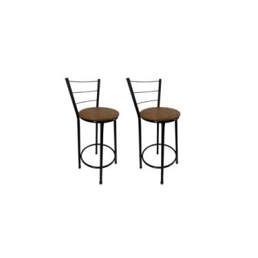 Imagem de Kit 2 Banquetas Bancos Média Preta Bistrô Balcão Cozinha - FortMix, Ma