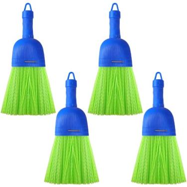 Imagem de 4 peças de vassoura de fibra de poli, escova de mão, escova de mão, vassoura de carro ao ar livre com orifício para pendurar para limpar varandas internas, pisos, decks, calçadas, poeira e sujeira