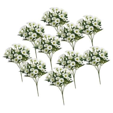 Imagem de Generic 10 Pacotes de Decoração de Flores de Seda Reutilizáveis, Enfeite de Flores Falsas para Área Externa, para Jardim, Janela, Floreira, Casamento, Branco