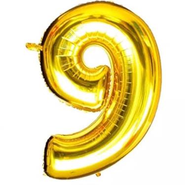 Imagem de Balão de número metalizado dourado gigante - 75 cm (CLIQUE e Escolha seu número) (9)