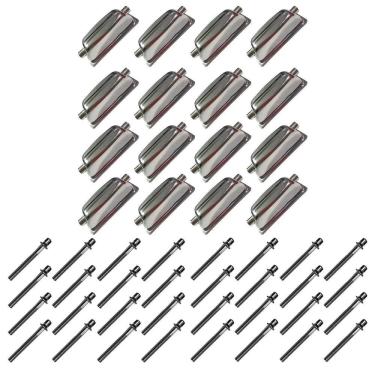 Imagem de Kit 16 Canoas Tom Caixa Cromo 18.5 + 32 Parafusos 51X 6Mm M6