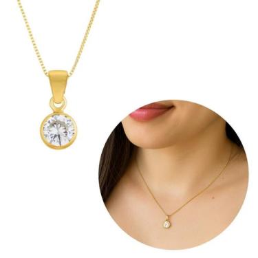 Imagem de Colar Ponto De Luz Dourado Banhado A Ouro 18k - Morganitte