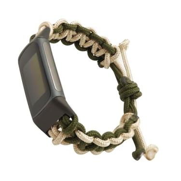 Imagem de Pulseira de substituição compatível com pulseiras Fitbit Charge 5/Fitbit Charge 6 para mulheres e homens, pulseira de corda trançada à mão, ajustável, respirável, de substituição de nylon macio (verde
